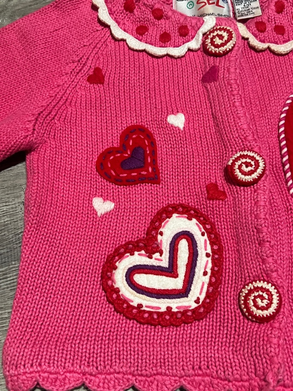 Rare Vintage Simon Sez by Michael Simon Pink Heart Cardigan - Picture 5 of 16